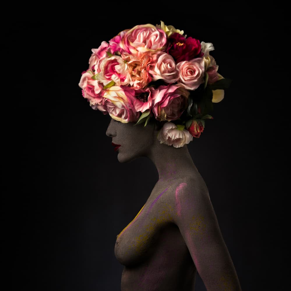 Floral Woman Profile by Alfredo Sanchez — canvas wall art
