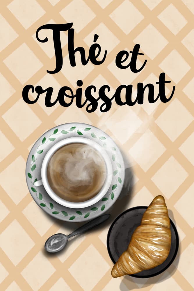 French Tea Croissant by EMELIEmaria — canvas wall art