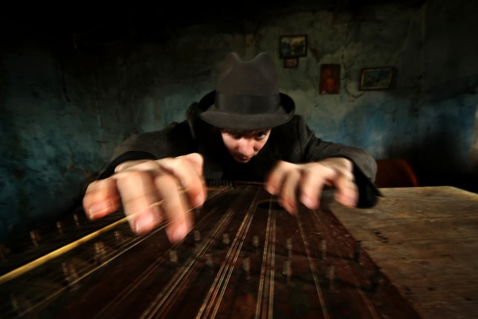 Moody Dulcimer Player by mario grobenski - psychodaddy — canvas wall art