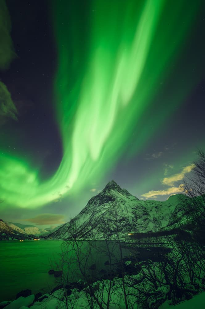 Northern Lights Winter Night by David Martin Castan — canvas wall art