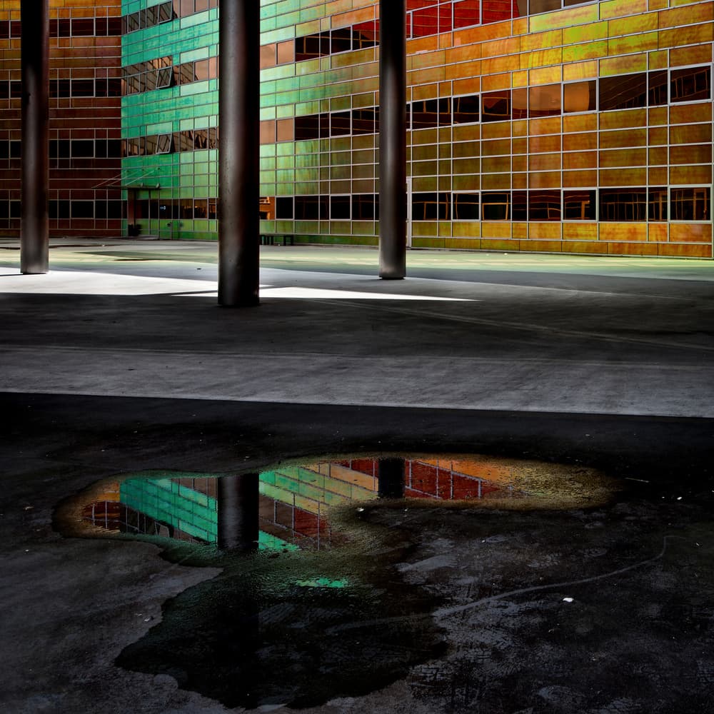 Colorful Urban Reflection by Jeroen van de Wiel — canvas wall art