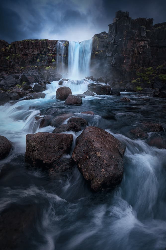 Dramatic River Waterfall by Juan Pablo de Miguel — canvas wall art