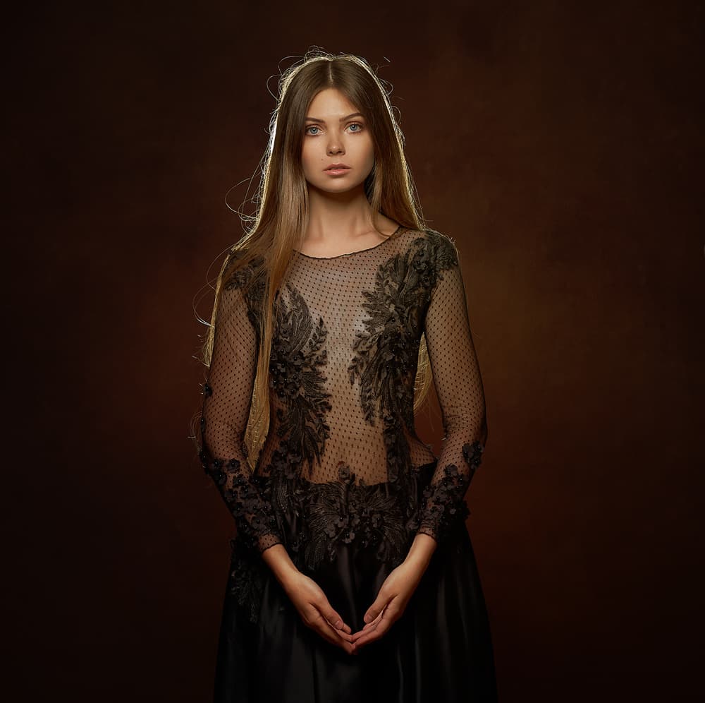 Mysterious Woman Portrait by Mike Darzi — canvas wall art
