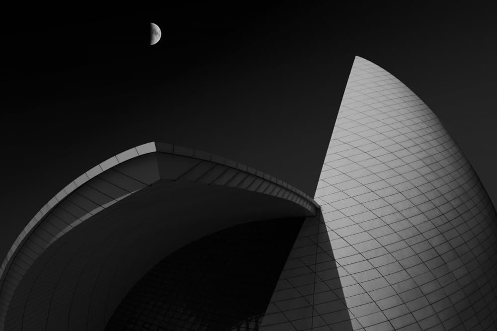 Moonlit Modern Architecture by konglingming — canvas wall art