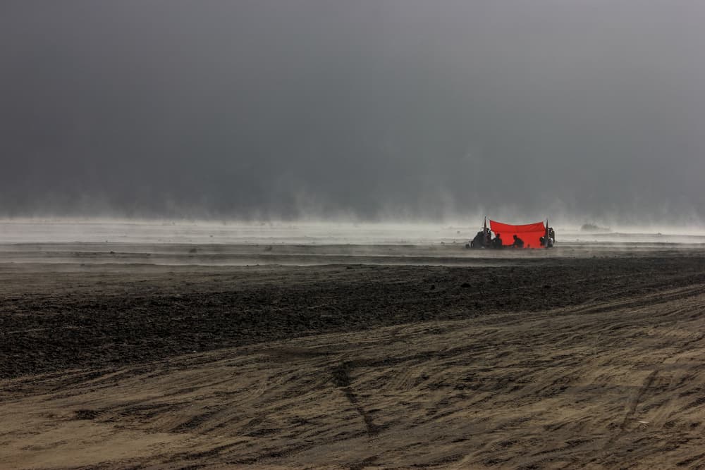 Red Shelter in Mist by Prianto Puji Anggriawan — canvas wall art