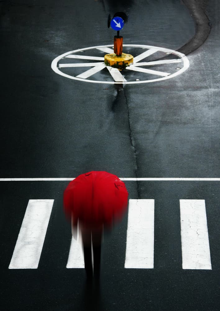Dynamic Red Crossing by Luciano Caturegli — canvas wall art