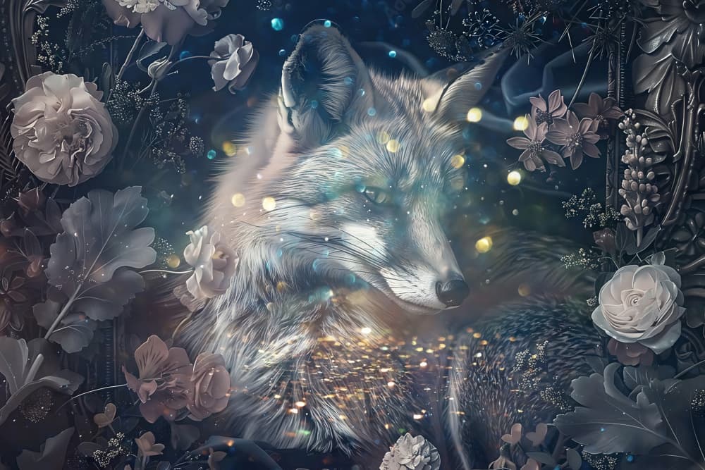 Fox Animal Vintage Art Illustration Wallart 03 by Rafal Kulik — canvas wall art