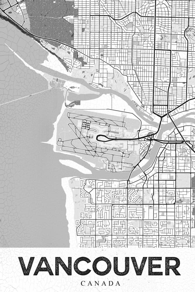 Vancouver Canada Map by StudioSix — canvas wall art