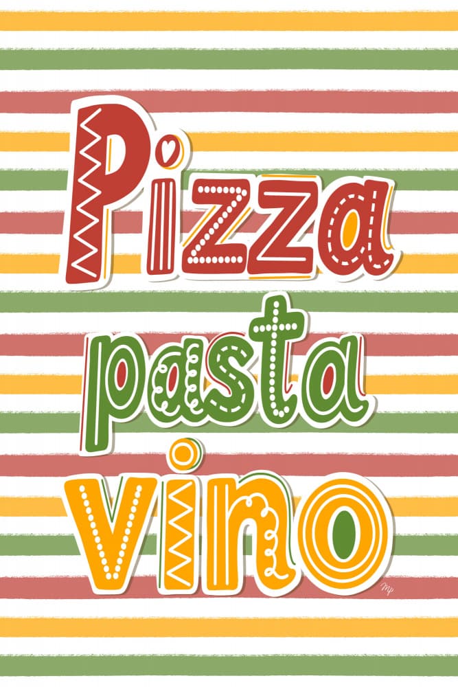 Pizza Pasta Vino by Martina — canvas wall art