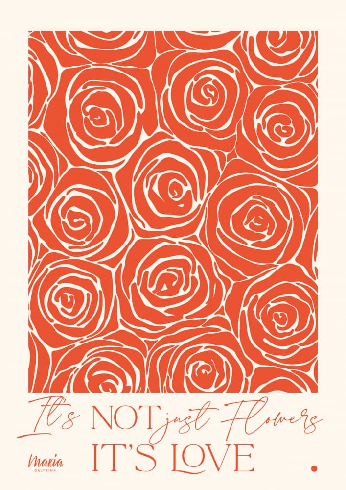 Orange Rose Love Pattern by Maria Galybina — canvas wall art