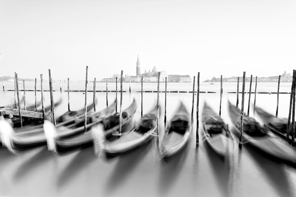 Dreamy Venice Gondolas by Joan Gil Raga — canvas wall art