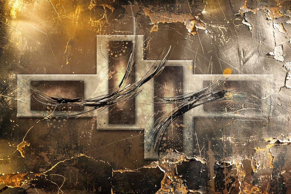 Distressed Gold Geometry by Rafal Kulik — canvas wall art
