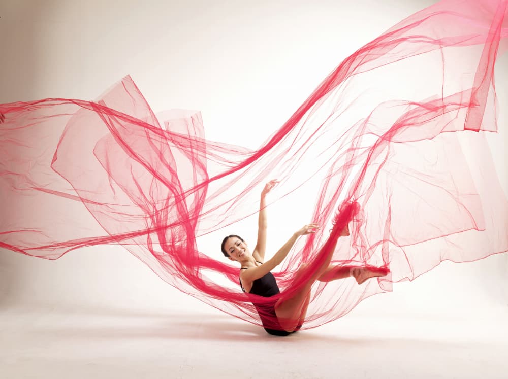 Graceful Red Fabric Dance by Angela Muliani Hartojo — canvas wall art