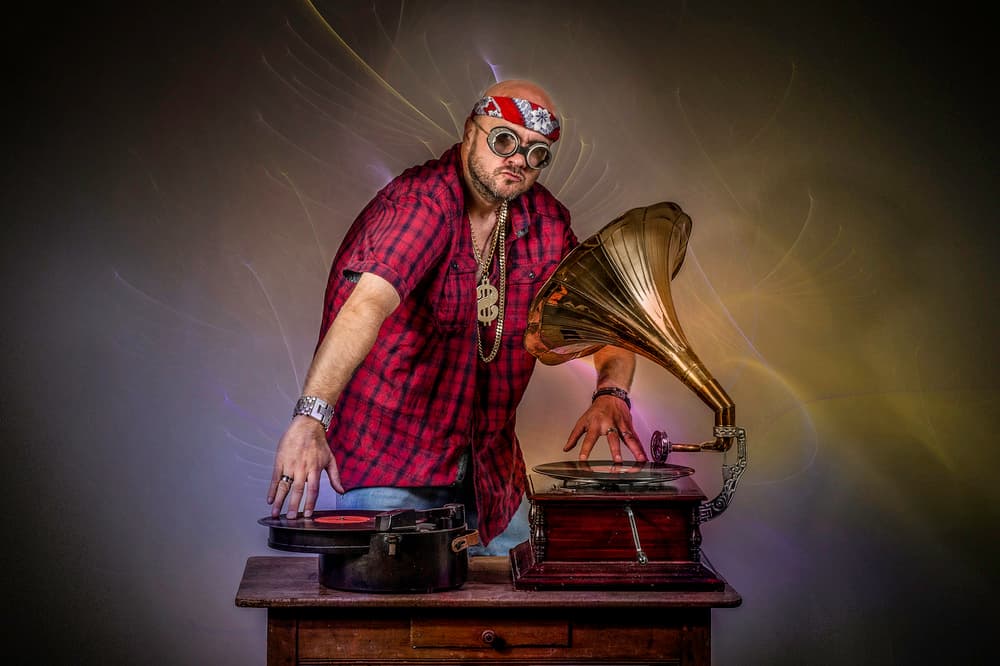 Cool Gramophone DJ by Monika Vanhercke — canvas wall art