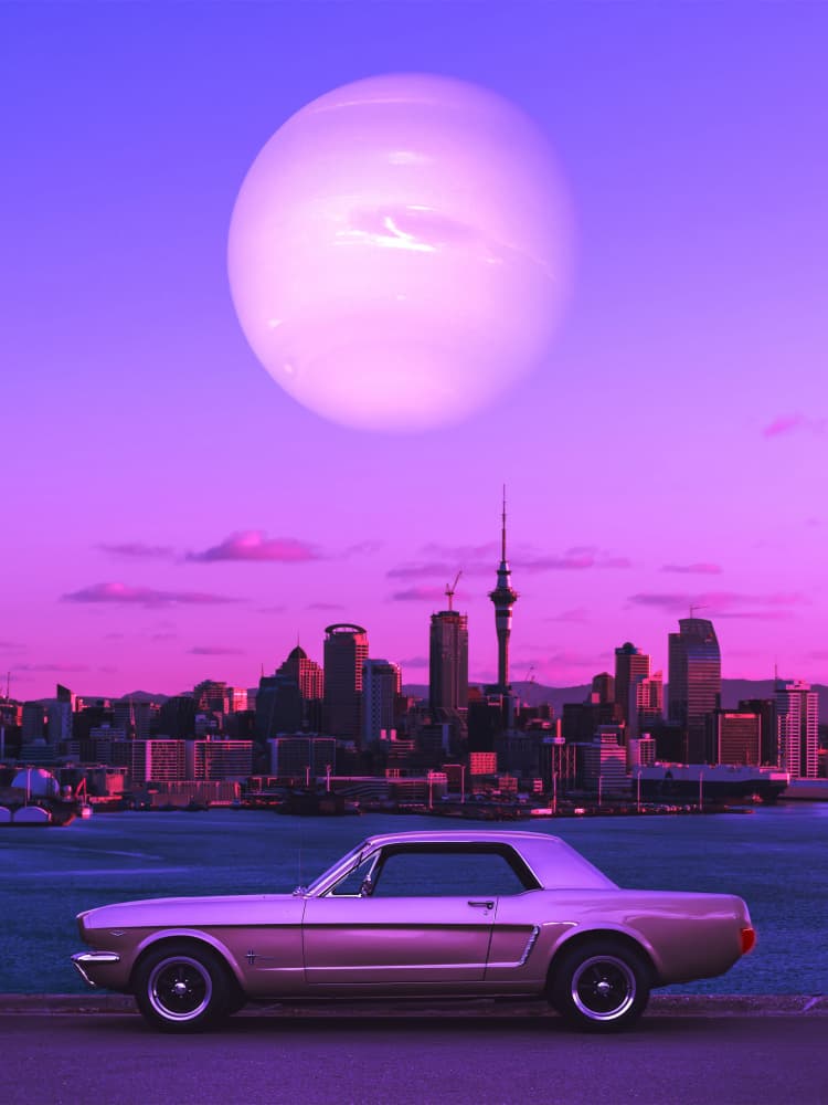 Purple Planet Cityscape by Ritvik takkar — canvas wall art
