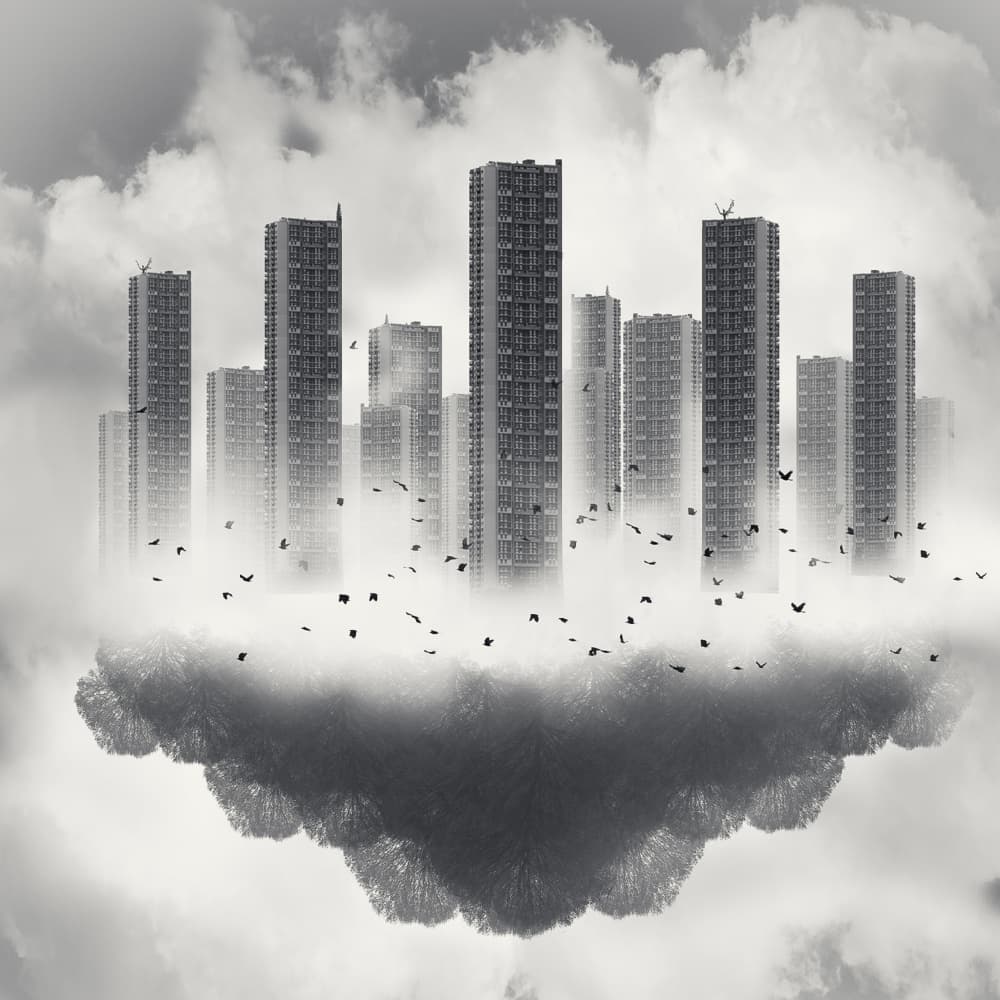 Floating Cityscape Dream by Nic Keller — canvas wall art