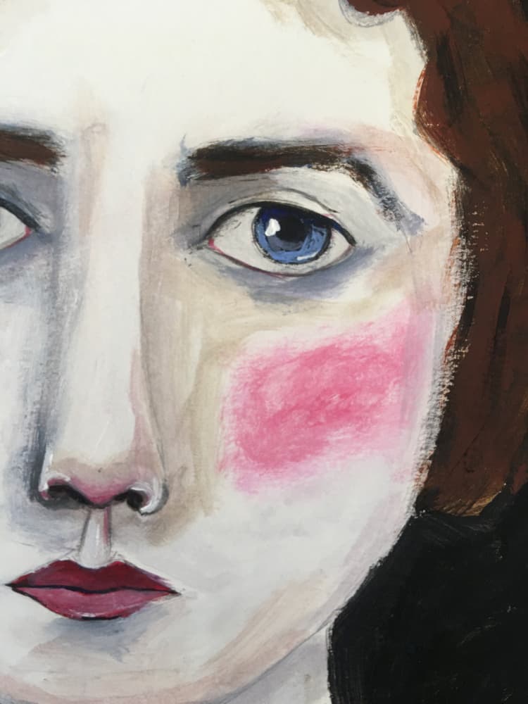 Blushing Woman Portrait by Sharyn Bursic — canvas wall art