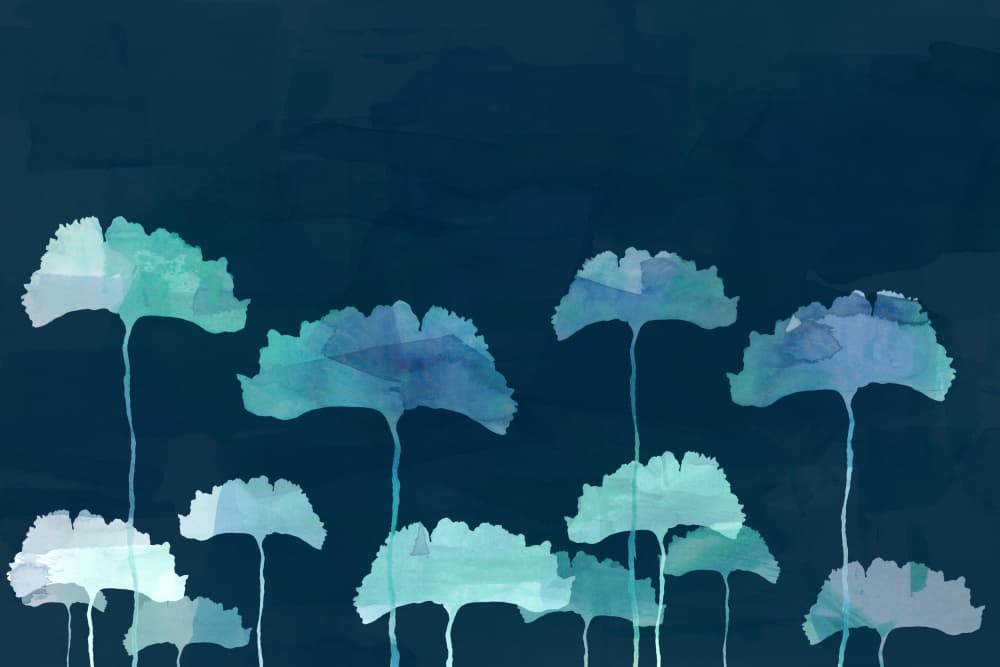 Watercolor Blue Ginkgo by cartissi — canvas wall art