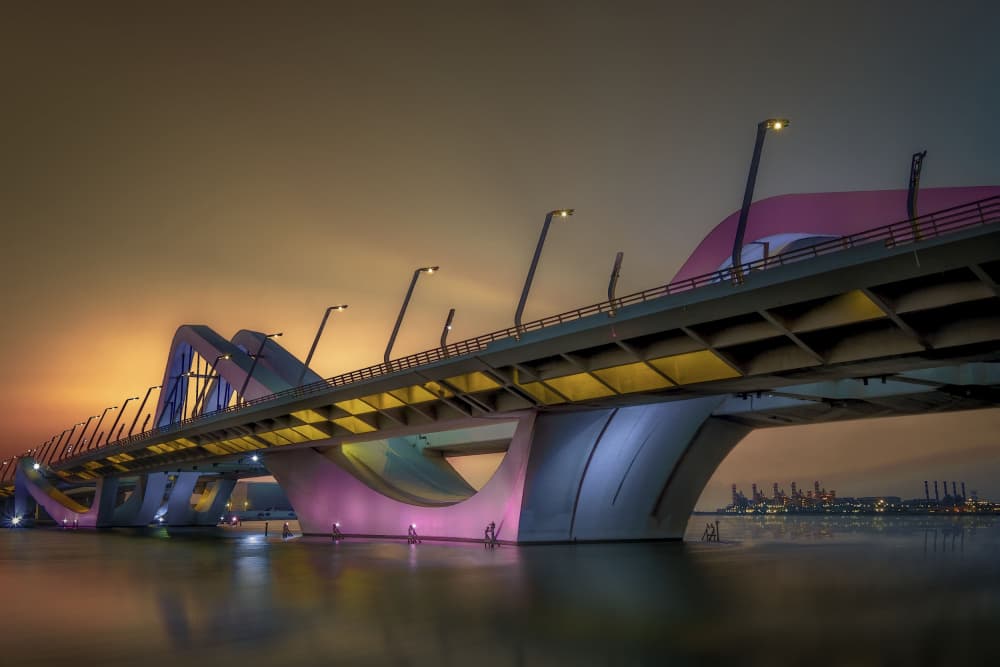 Modern Bridge Twilight by Michael Eßig — canvas wall art