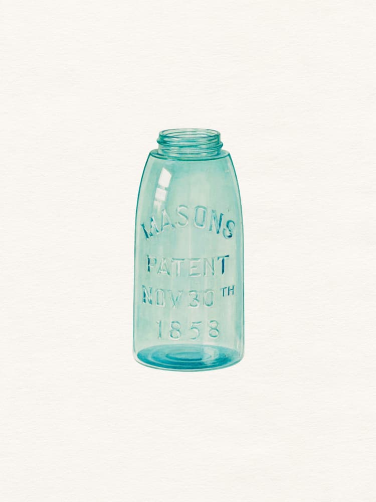 Aqua Canning Jar by Wild Violets — canvas wall art