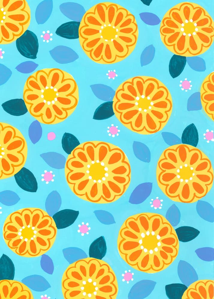 Orange Flower Pattern by Isabelle Brent — canvas wall art