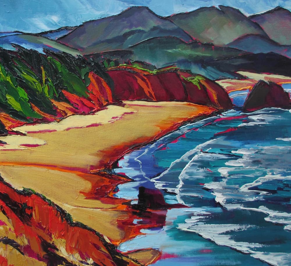 Colorful Beach Cliffs by Maxine Shore — canvas wall art