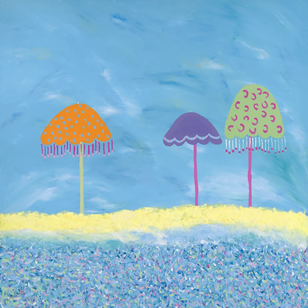 Colorful Beach Umbrellas by Helen Joynson — canvas wall art