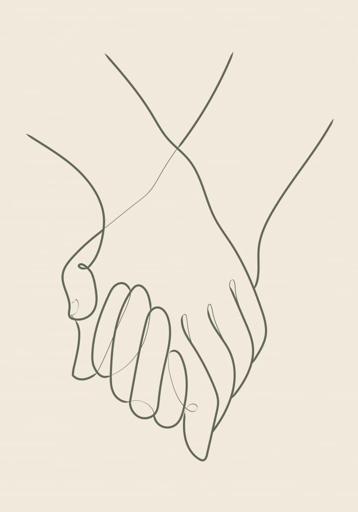 Connected Hands Drawing by Pictufy Studio II — canvas wall art