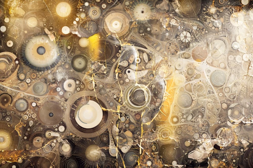 Golden Mechanical Abstract by Rafal Kulik — canvas wall art