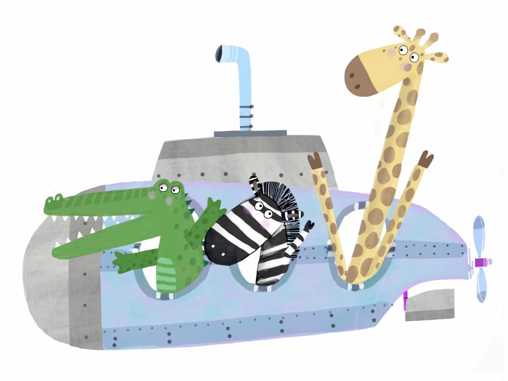 Safari Submarine Adventure by Carla Daly — canvas wall art
