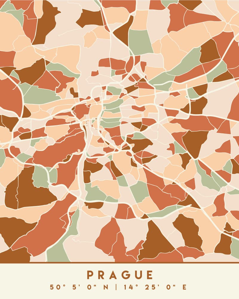 Prague Modern City Map by Emiliano Deificus — canvas wall art
