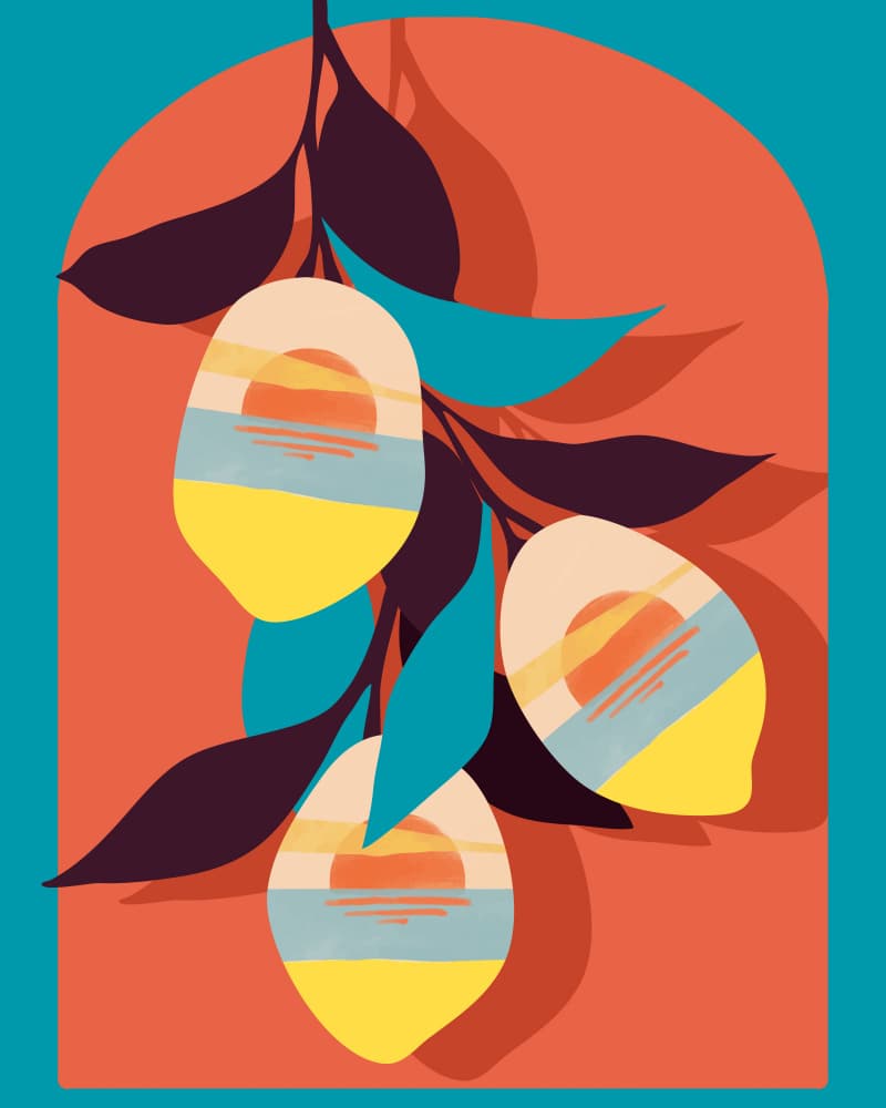 Tropical Lemon Sunset by Uma Gokhale — canvas wall art