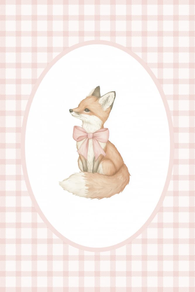 Charming Fox Pink Bow by Melloi Art Prints — canvas wall art