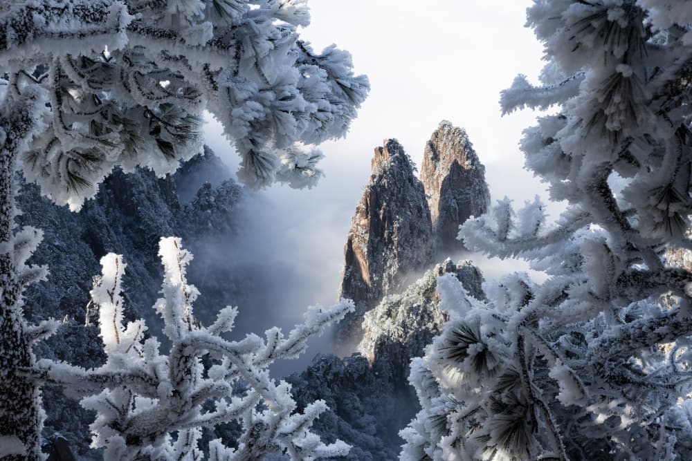 Majestic Winter Peaks by Chuanxu Ren — canvas wall art