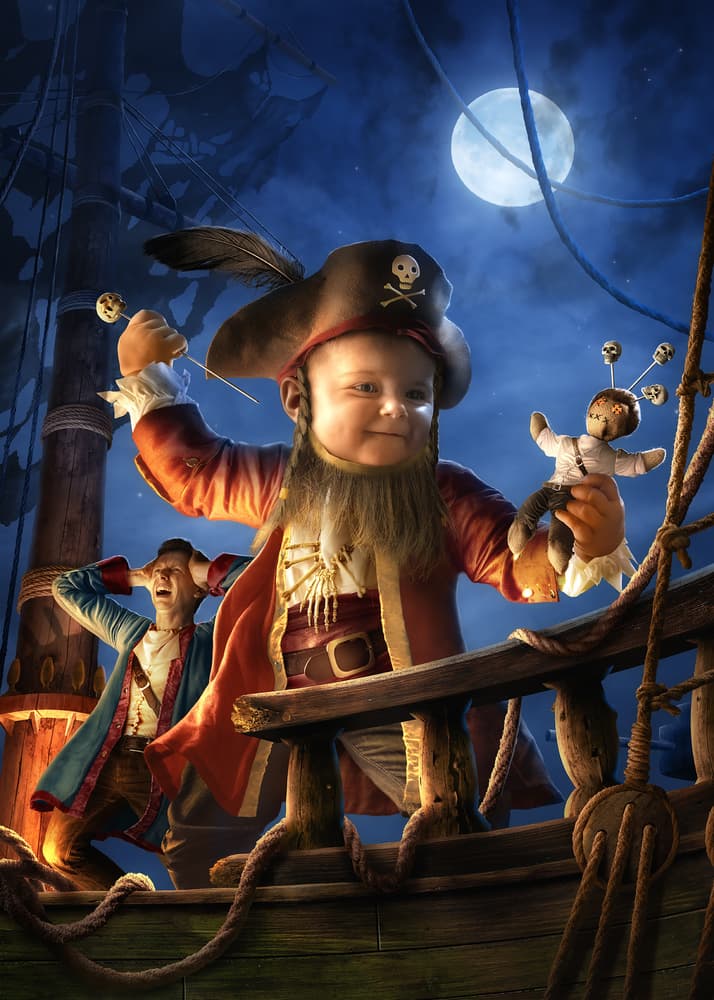 Little Pirate Moonlit Adventure by Christophe Kiciak — canvas wall art