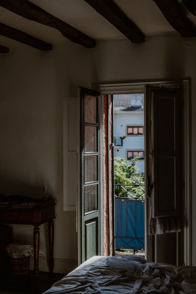 Sunlit Bedroom Balcony by Aimee Giles — canvas wall art