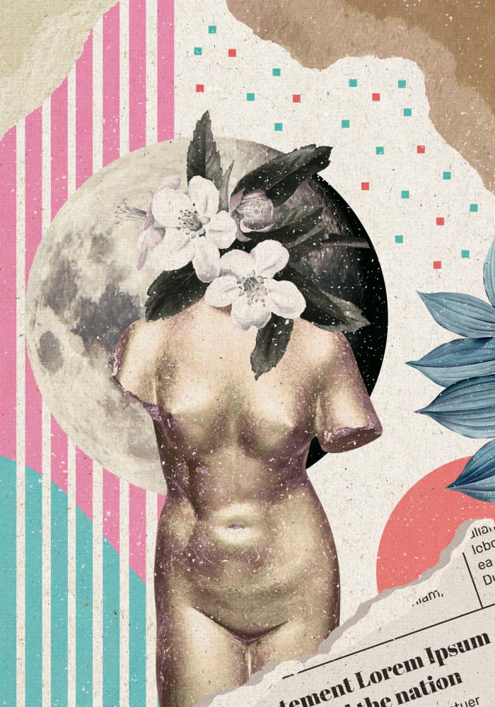 Surreal Goddess Moon Collage by Aylin Demir — canvas wall art