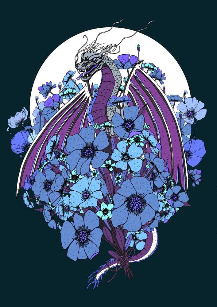 Dragon Flower Bouquet by Nicholas — canvas wall art