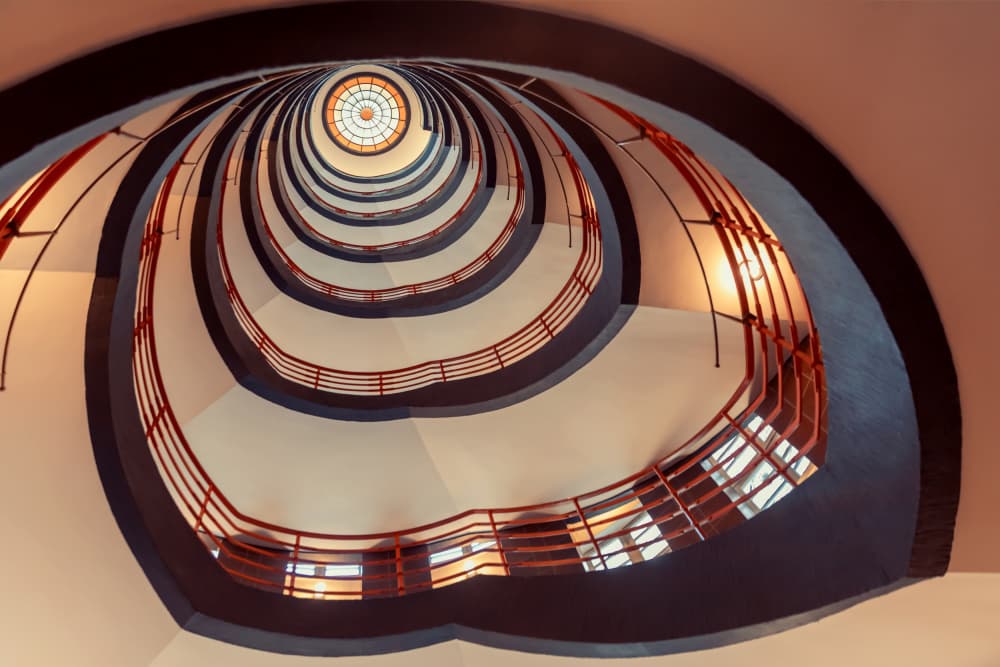 Infinite Spiral Stairwell by Roswitha Schleicher-Schwarz — canvas wall art