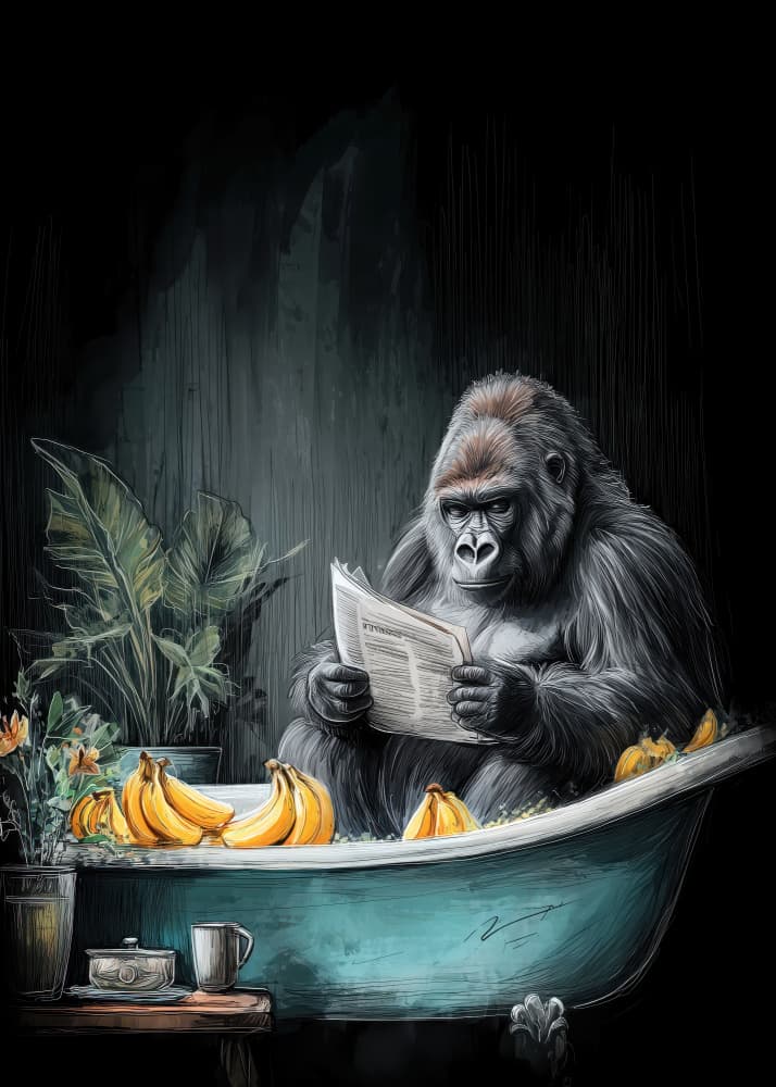 Gorilla's Bathtub Read by Justyna Jaszke — canvas wall art