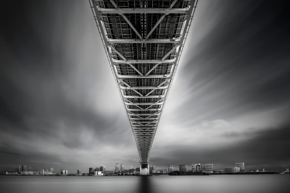 Dramatic City Bridge View by Akira TAKAUE — canvas wall art