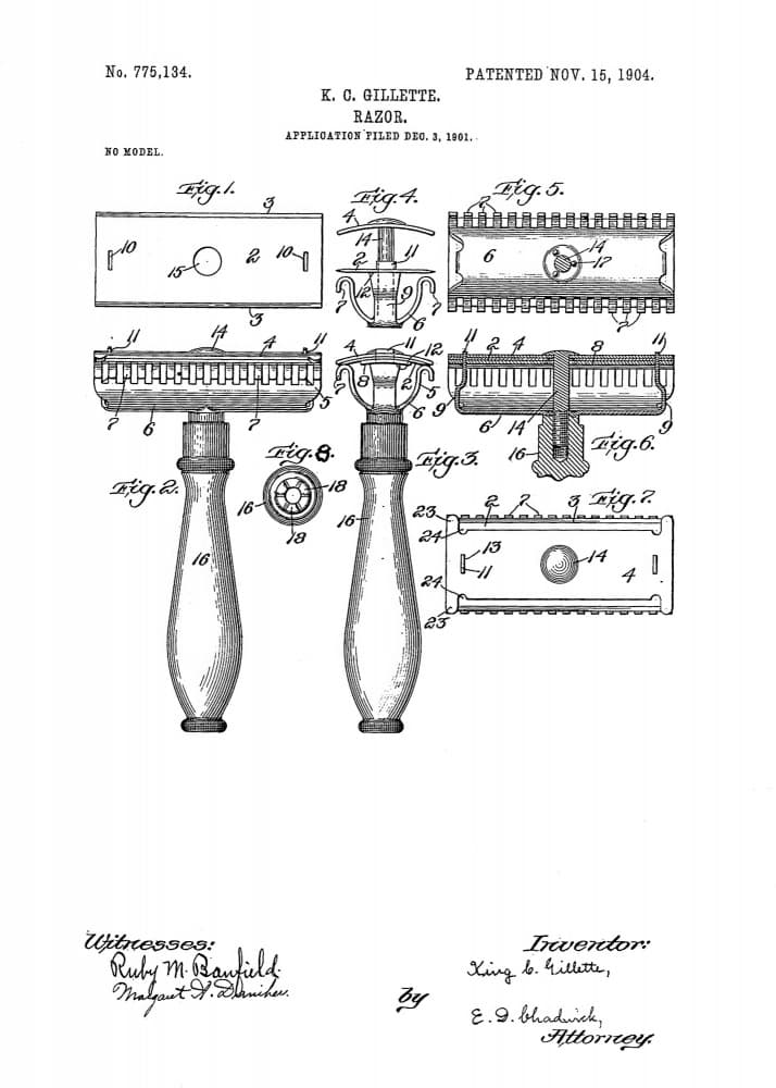 Vintage Razor Patent by Andreas Magnusson — canvas wall art
