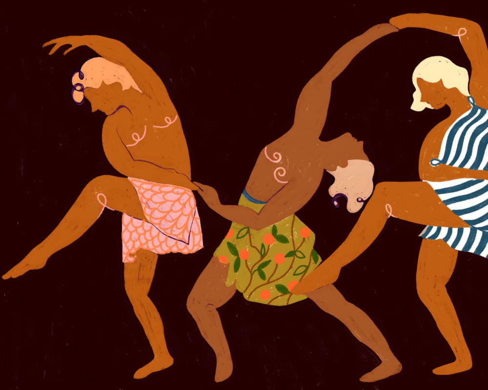 Rhythmic Dancing Figures by Uma Gokhale — canvas wall art