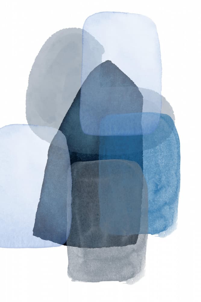 Blue Grey Watercolor Shapes by Sally Ann Moss — canvas wall art