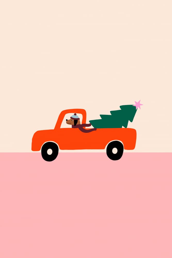 Dog Christmas Tree Truck by Maren Gross — canvas wall art