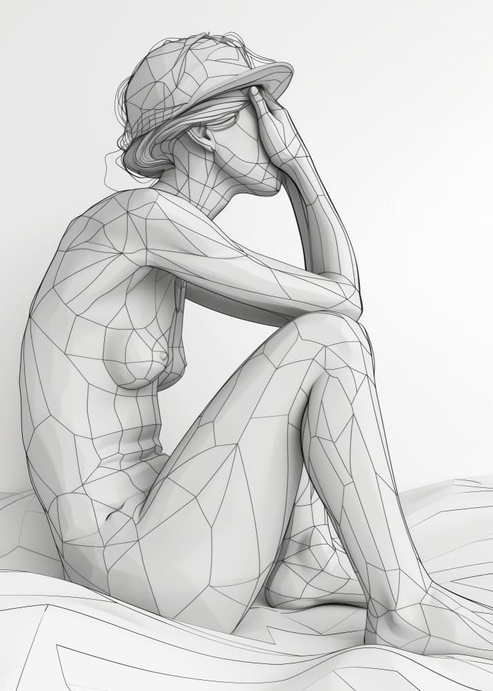 Geometric Thinking Woman by Justyna Jaszke — canvas wall art