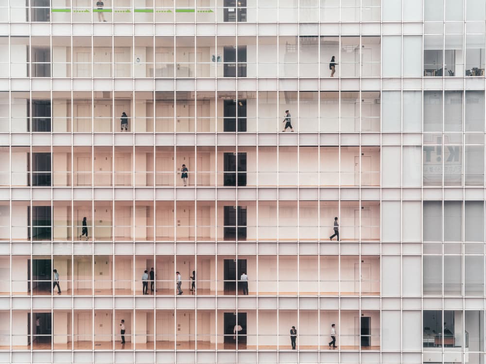 People in Modern Architecture by Yuzo Fujii — canvas wall art