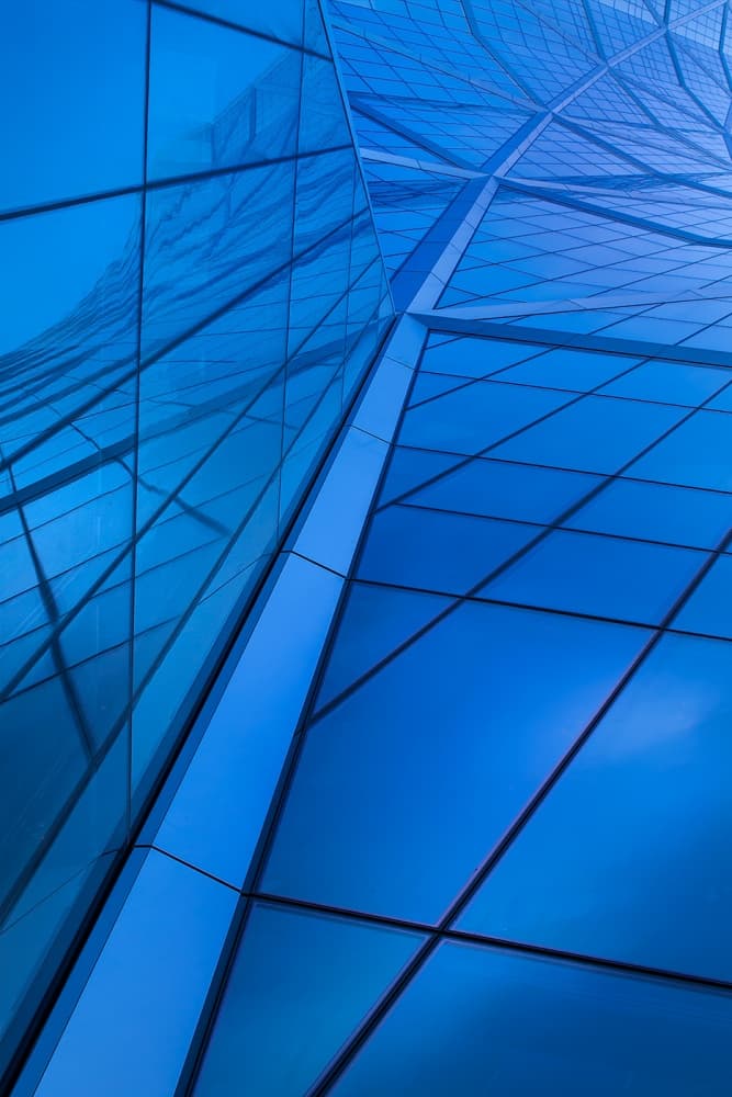 Blue Glass Facade by Jure Kravanja — canvas wall art