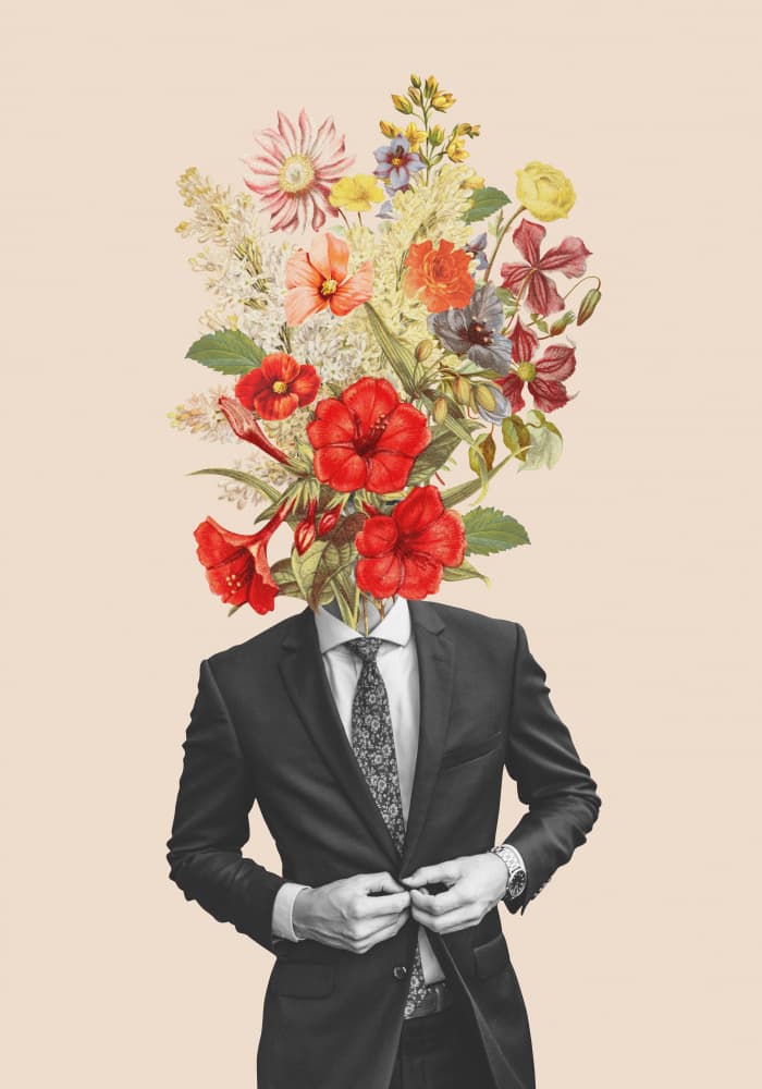 Man In Red Flowers by Frida Floral Studio — canvas wall art