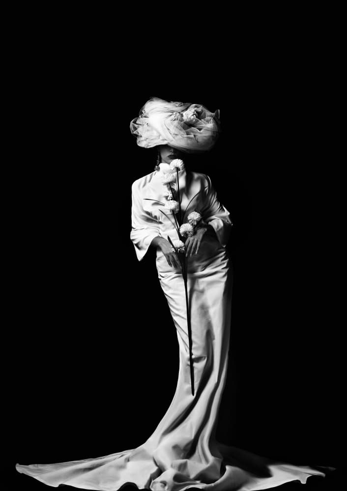 Elegant Gown with Flowers by Marjan Taghipour — canvas wall art